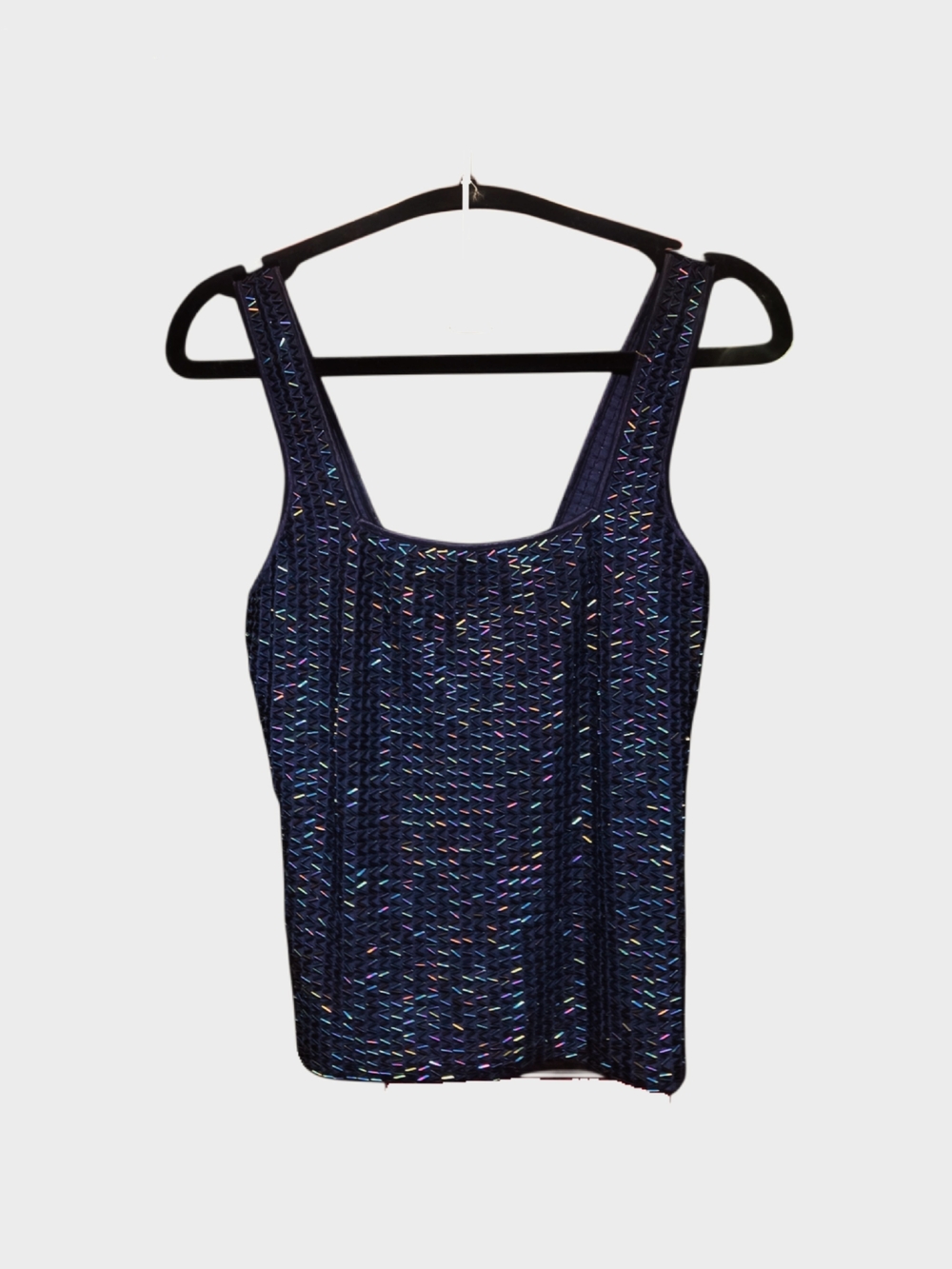 Vintage Navy Beaded Knit Tank Top!